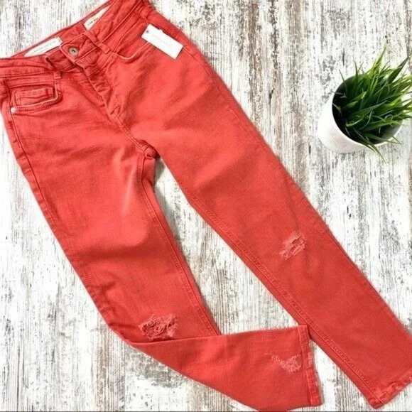 ANTHRO PILCRO & The Letterpress Jeans Ultra High-Rise Slim Straight 25 NEW NWT - Picture 2 of 12